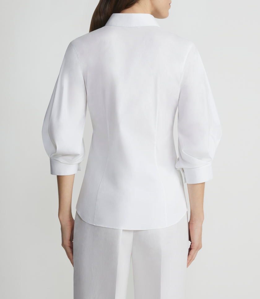 STRETCH COTTON BALLOON SLEEVE SHIRT