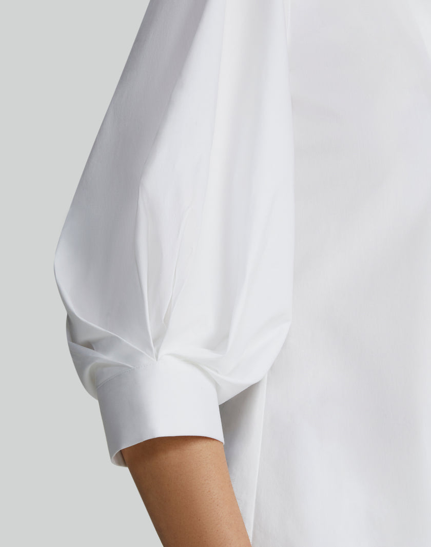 STRETCH COTTON BALLOON SLEEVE SHIRT