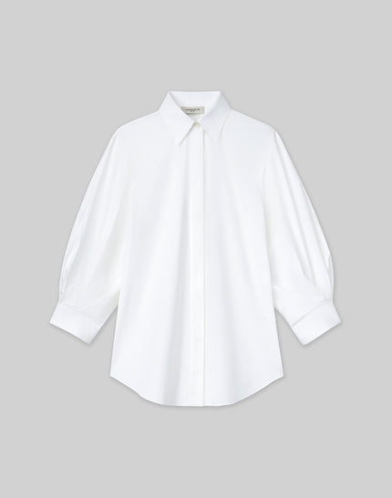 STRETCH COTTON BALLOON SLEEVE SHIRT