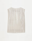 CHARCOAL PRINT PLISSE SHEER CAP SLEEVE BLOUSE