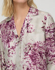 SPOTTED GLAZE PRINT SILK TWILL COLLARED BLOUSE
