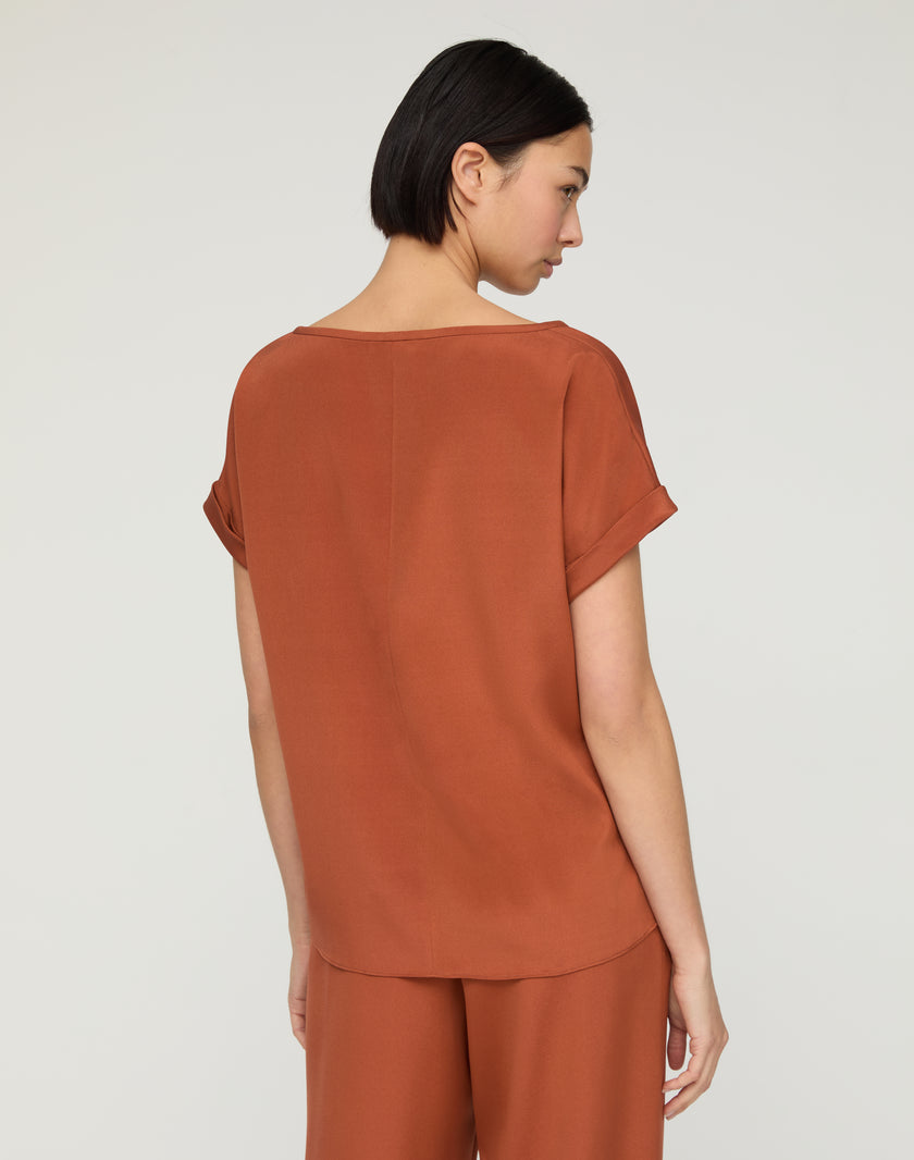 ORGANIC SILK STRETCH GEORGETTE VNECK BLOUSE