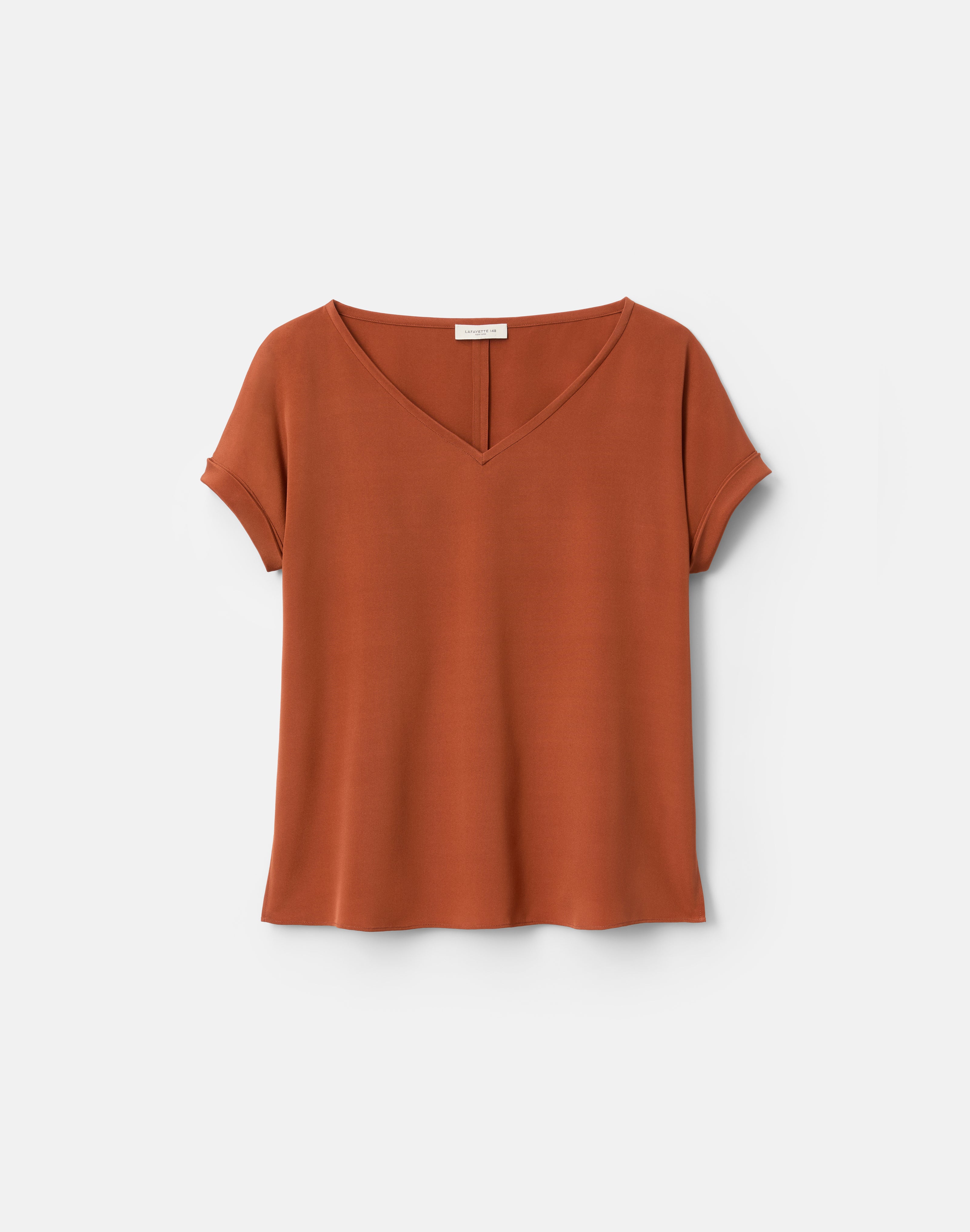 ORGANIC SILK STRETCH GEORGETTE VNECK BLOUSE