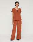 ORGANIC SILK STRETCH GEORGETTE VNECK BLOUSE