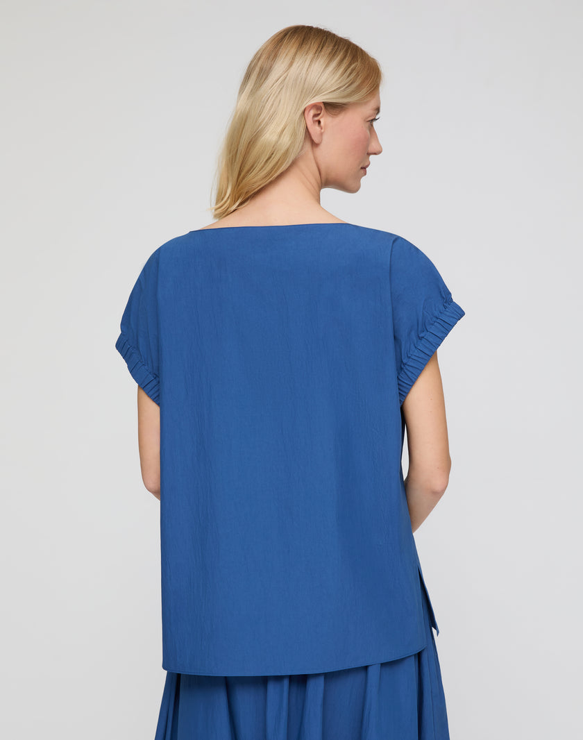 TRAVEL COTTON GATHERED CUFF SHIRT