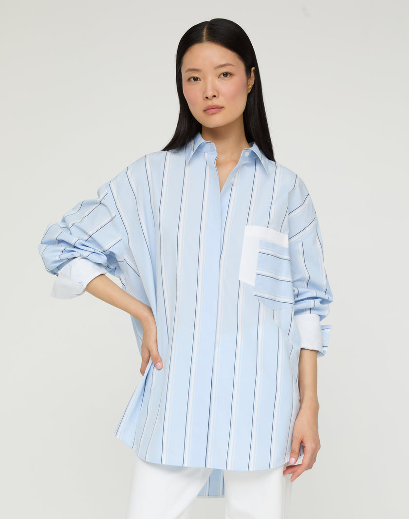 STRIPED COTTON OVERSIZED AMAGANSETT SHIRT