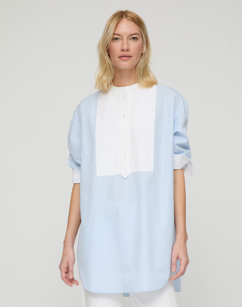 STRIPE COTTON OVERSIZED WAINSCOTT TUNIC SHIRT
