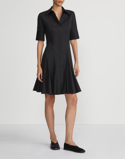 STRETCH COTTON GODET PEPLUM SHIRTDRESS