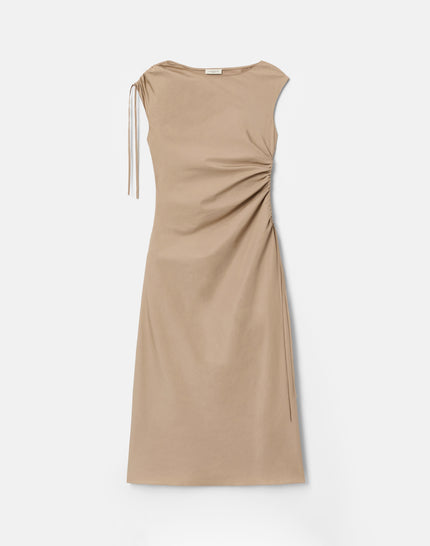 ORGANIC COTTON POPLIN GATHERED MIDI DRESS