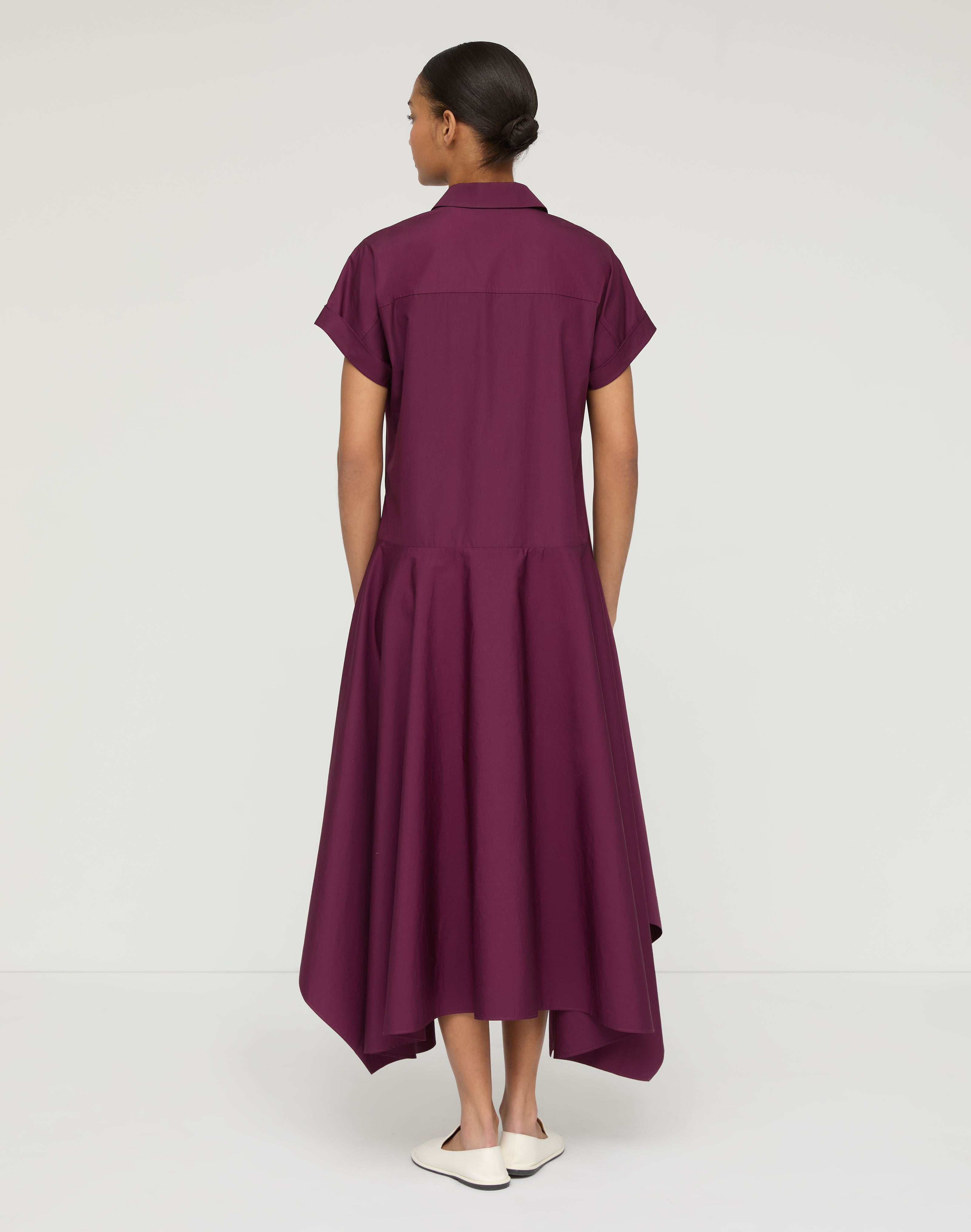 ORGANIC COTTON POPLIN DROP WAIST SHIRTDRESS