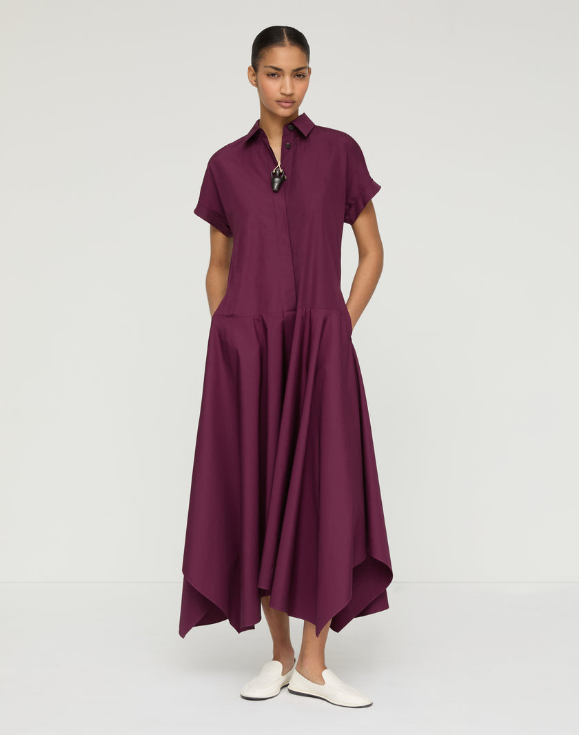 ORGANIC COTTON POPLIN DROP WAIST SHIRTDRESS
