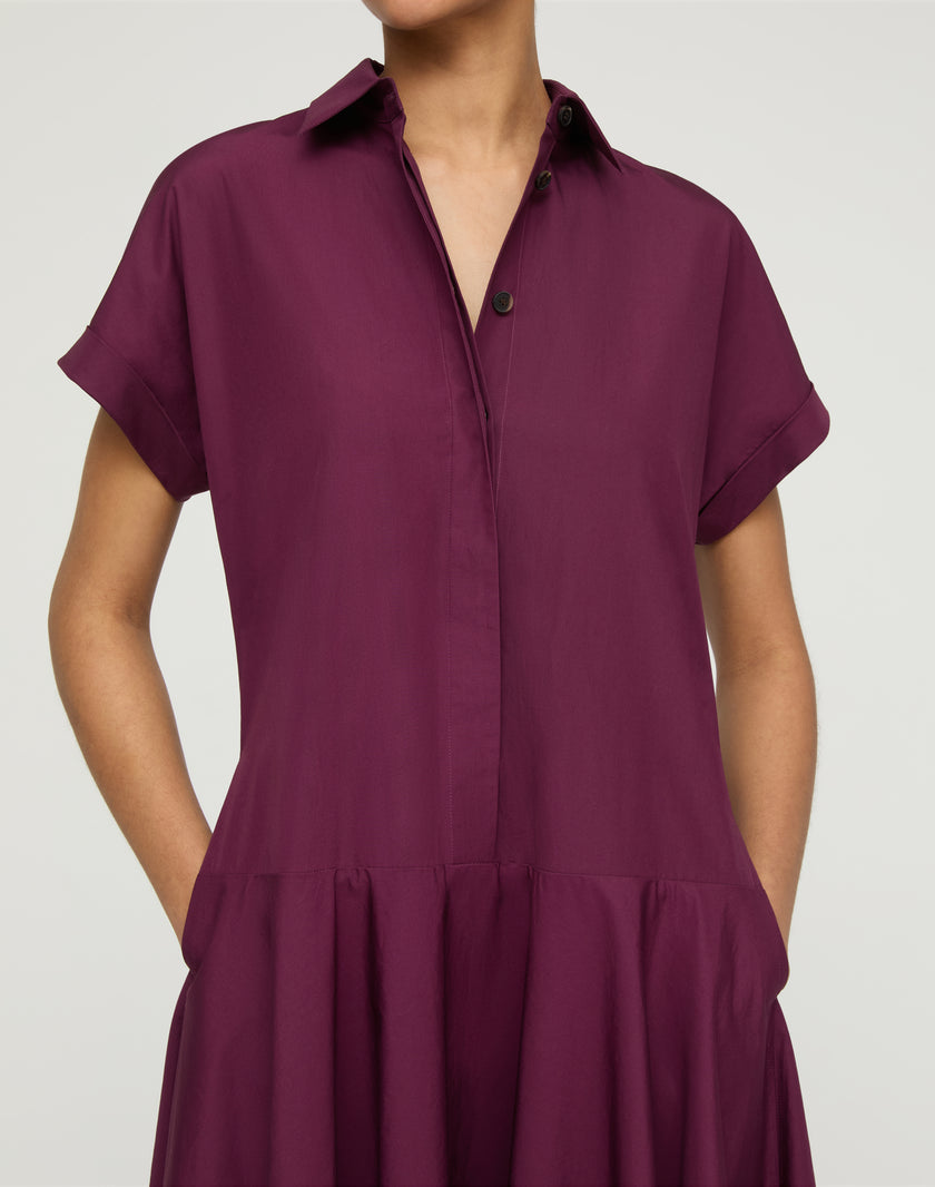 ORGANIC COTTON POPLIN DROP WAIST SHIRTDRESS