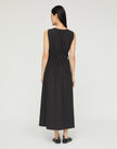 TRAVEL COTTON SLEEVELESS GATHERED WAIST DRESS