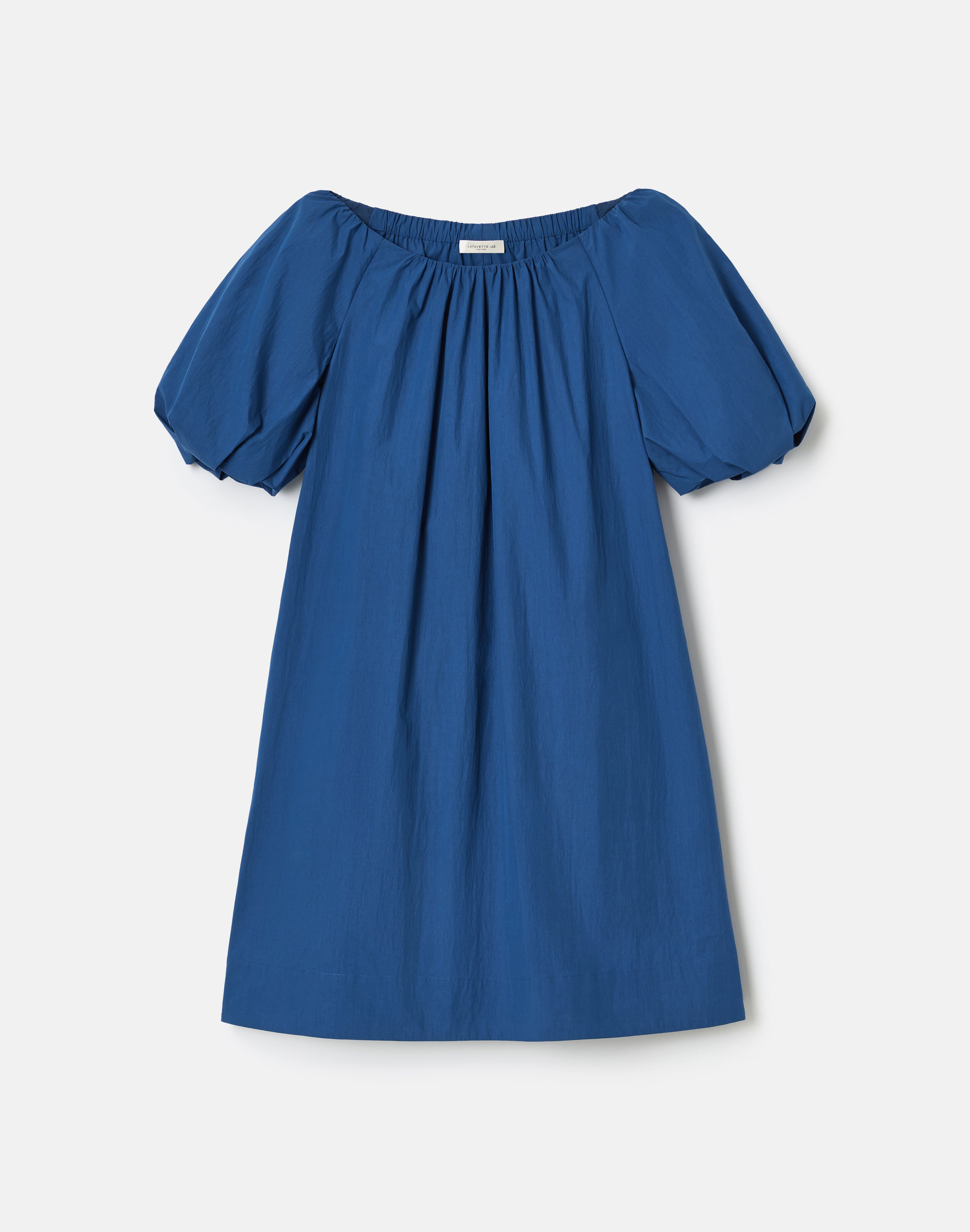 TRAVEL COTTON GATHERED NECKLINE DRESS