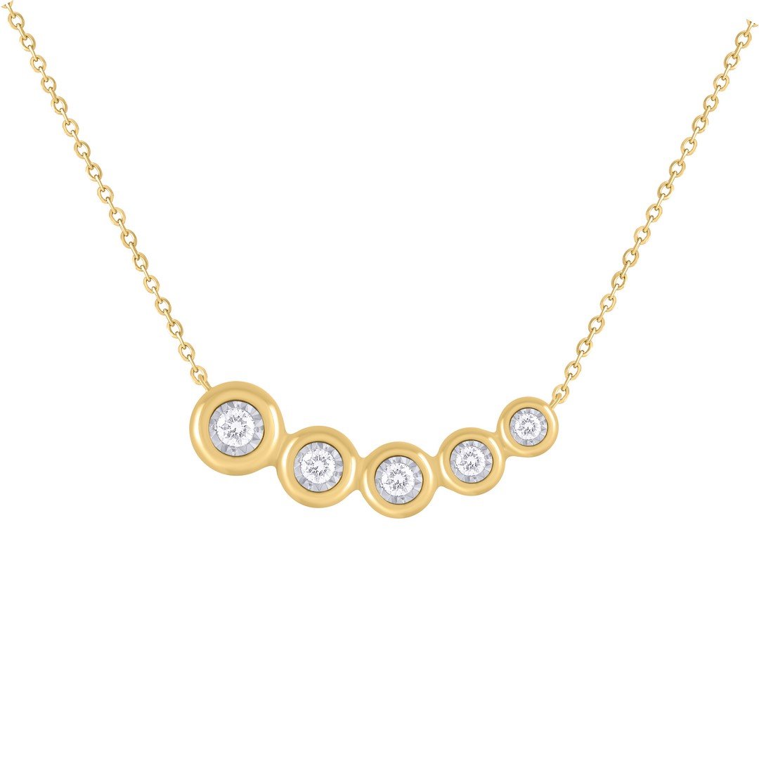 ILLUSION 5 STONE GRADUATED DIAMOND BEZEL NECKLACE