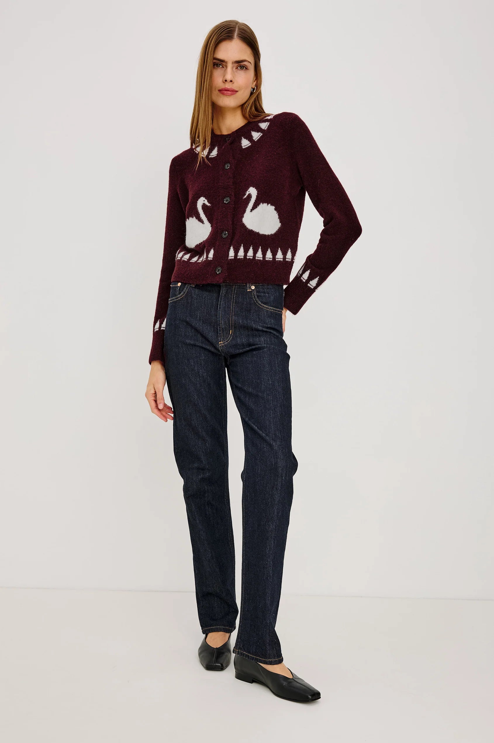 MILLIE CARDIGAN IN SWANS