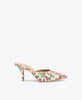MISSY 70 RED TULIP PRINT CANVAS HEELED MULES