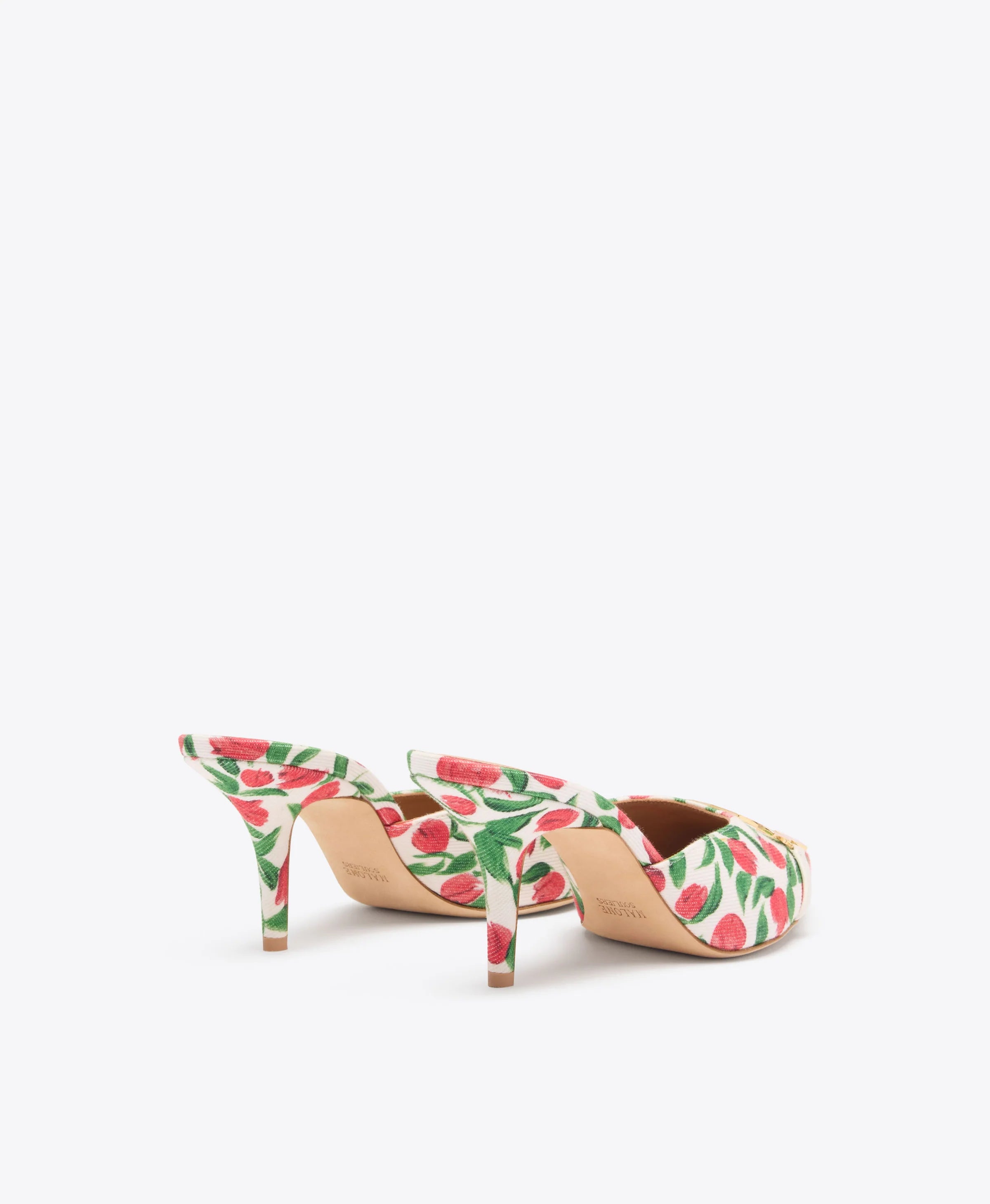 MISSY 70 RED TULIP PRINT CANVAS HEELED MULES