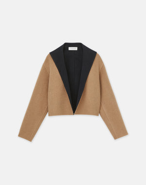 WOOL CASHMERE DOUBLE FACE REVERSIBLE CROPPED JACKET