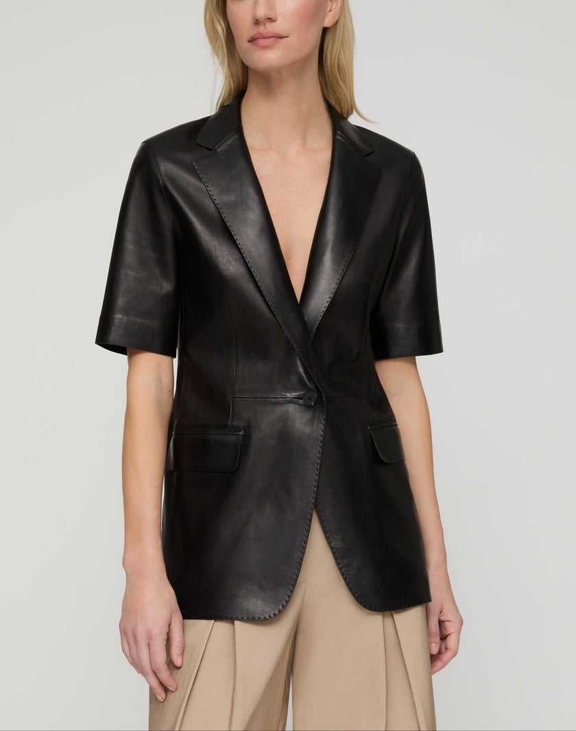 NAPPA LEATHER SHORT SLEEVE BLAZER