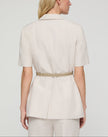 SILK LINEN SHORT SLEEVE BELTED BLAZER