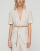 SILK LINEN SHORT SLEEVE BELTED BLAZER