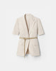 SILK LINEN SHORT SLEEVE BELTED BLAZER