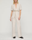 SILK LINEN SHORT SLEEVE BELTED BLAZER