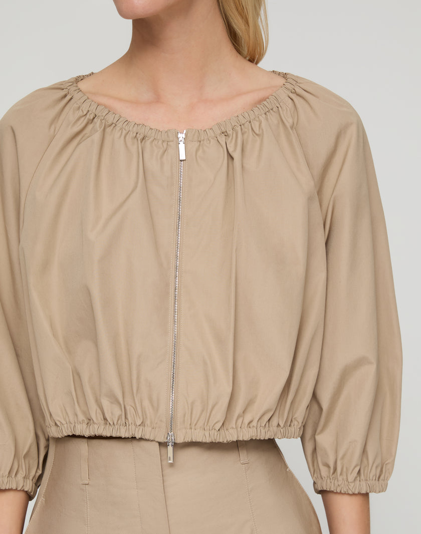 ORGANIC COTTON POPLIN CROPPED JACKET