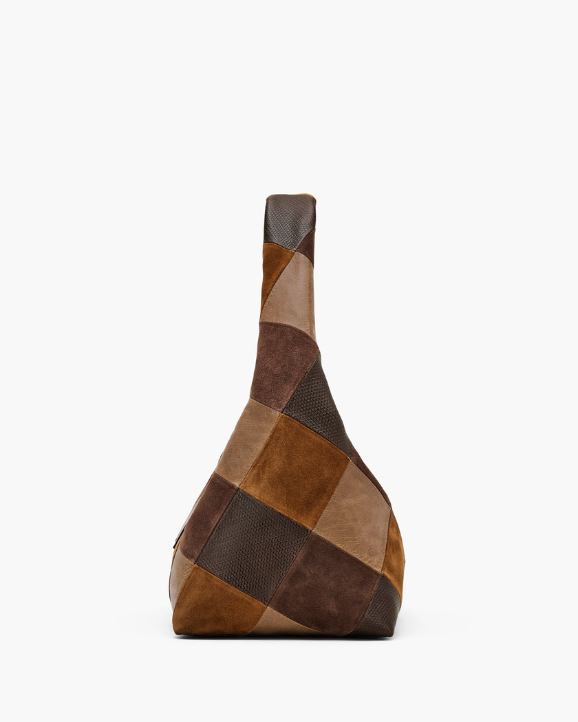 THE SUEDE PATCHWORK SACK BAG