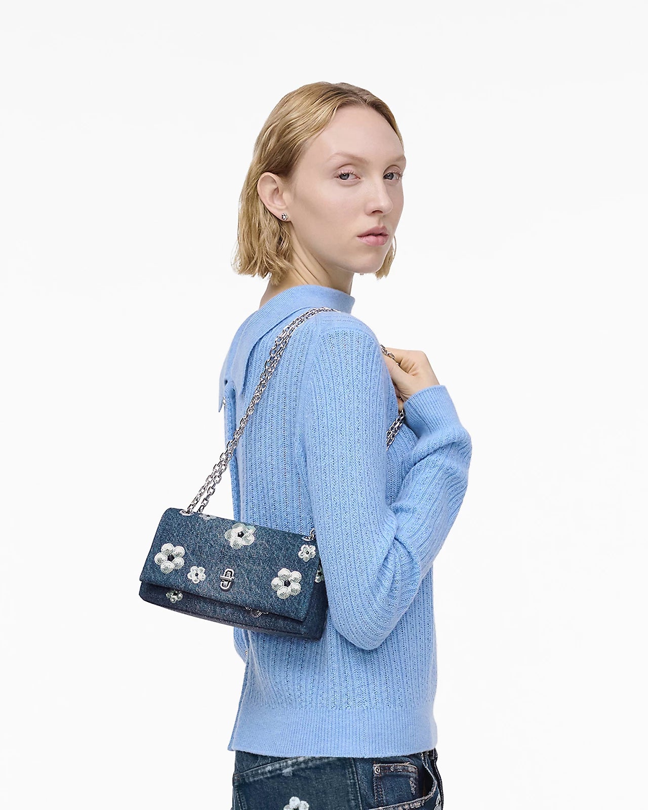 THE SEQUIN DAISY DUAL CHAIN MNI BAG