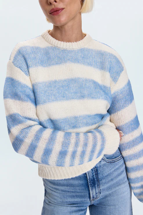 MOA STRIPED BUBBLE SWEATER IN BLUE GRADIENT STRIPE