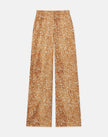 FLOATING LEAVES PRINT TEXTURED SILK SATIN RIVERSIDE PANT