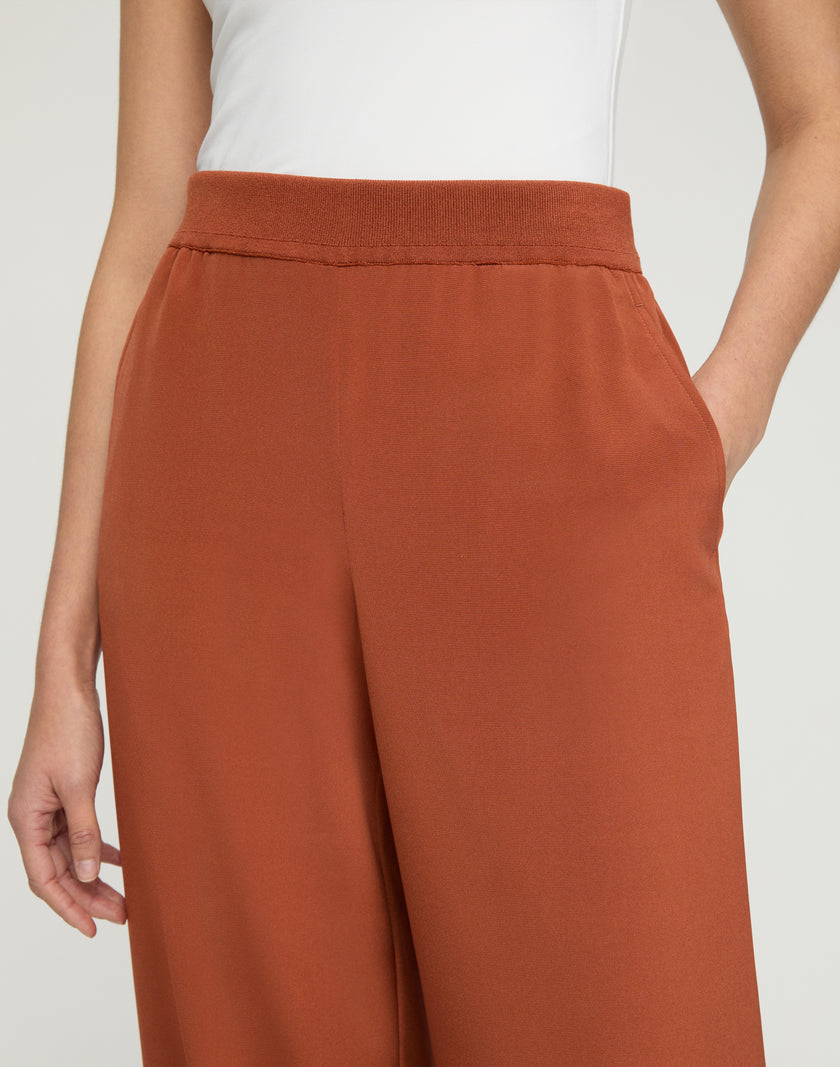 ORGANIC SILK STRETCH GEORGETTE KNIT WAIST RIVERSIDE PANT