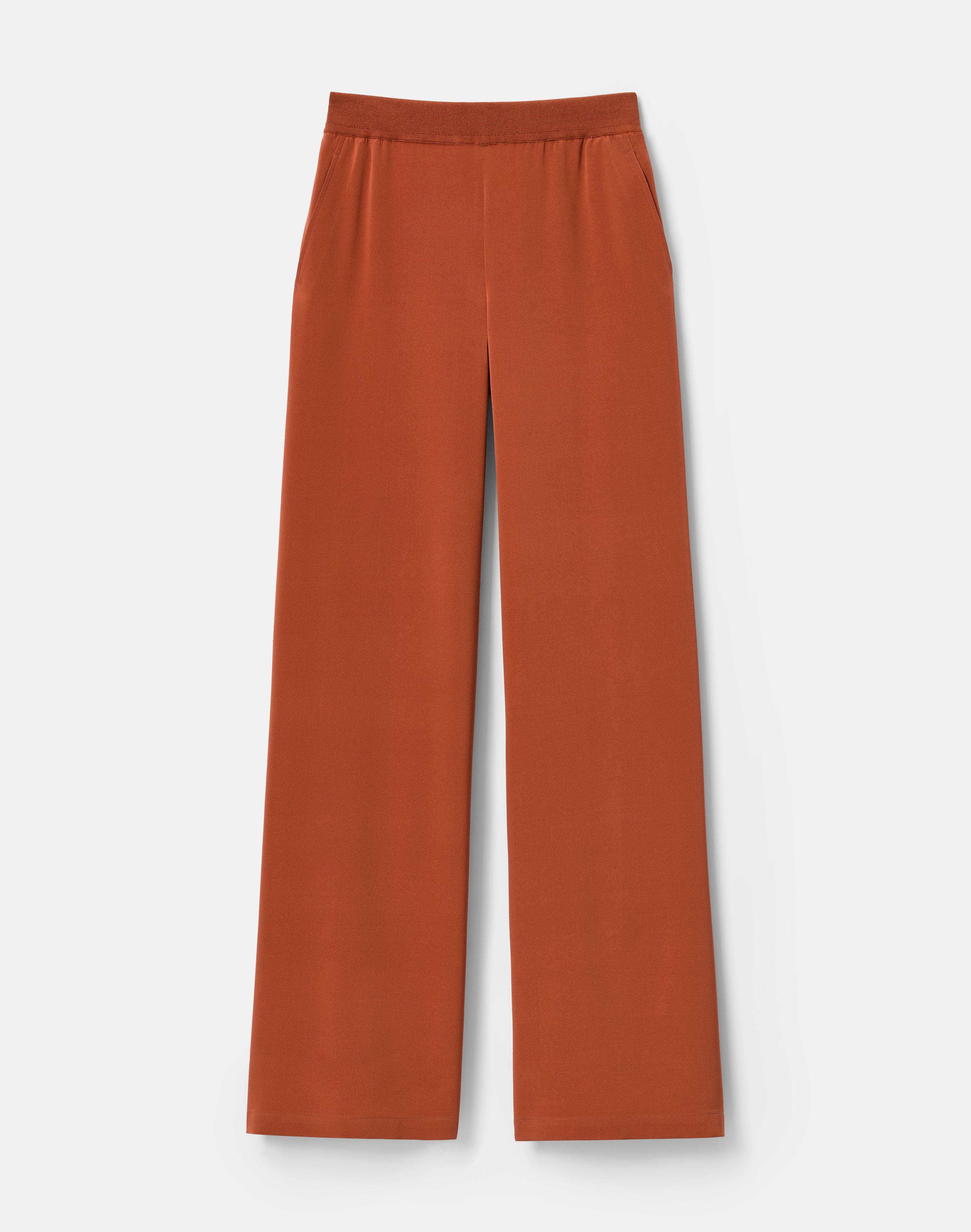 ORGANIC SILK STRETCH GEORGETTE KNIT WAIST RIVERSIDE PANT