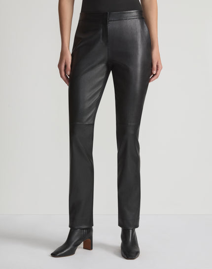 LEATHER AND ACCLAIMED STRETCH MANHATTAN CIGARETTE PANT