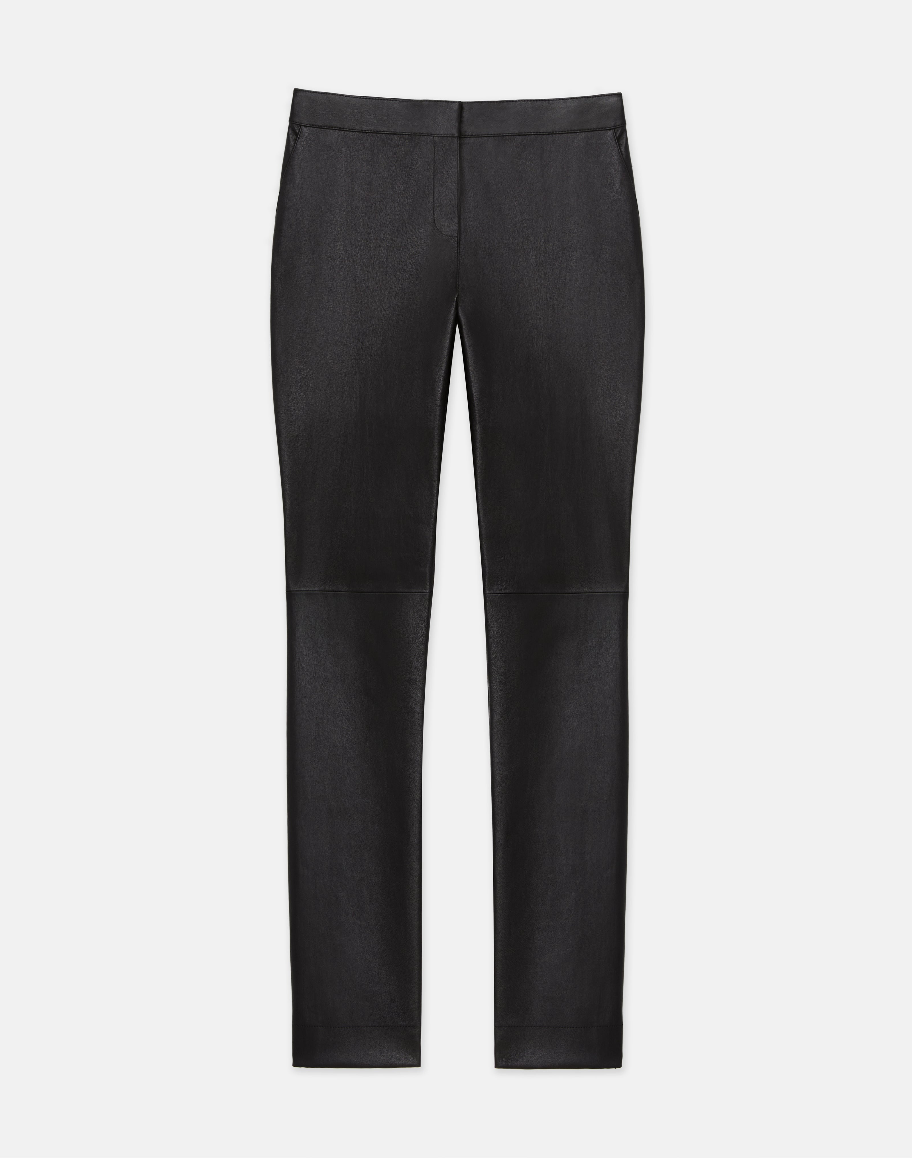 LEATHER AND ACCLAIMED STRETCH MANHATTAN CIGARETTE PANT