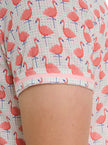 POLKA FLAMINGO SHORT SLEEVE BUTTON DOWN SHIRT