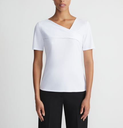 COTTON RIB TWISTED VNECK TEE