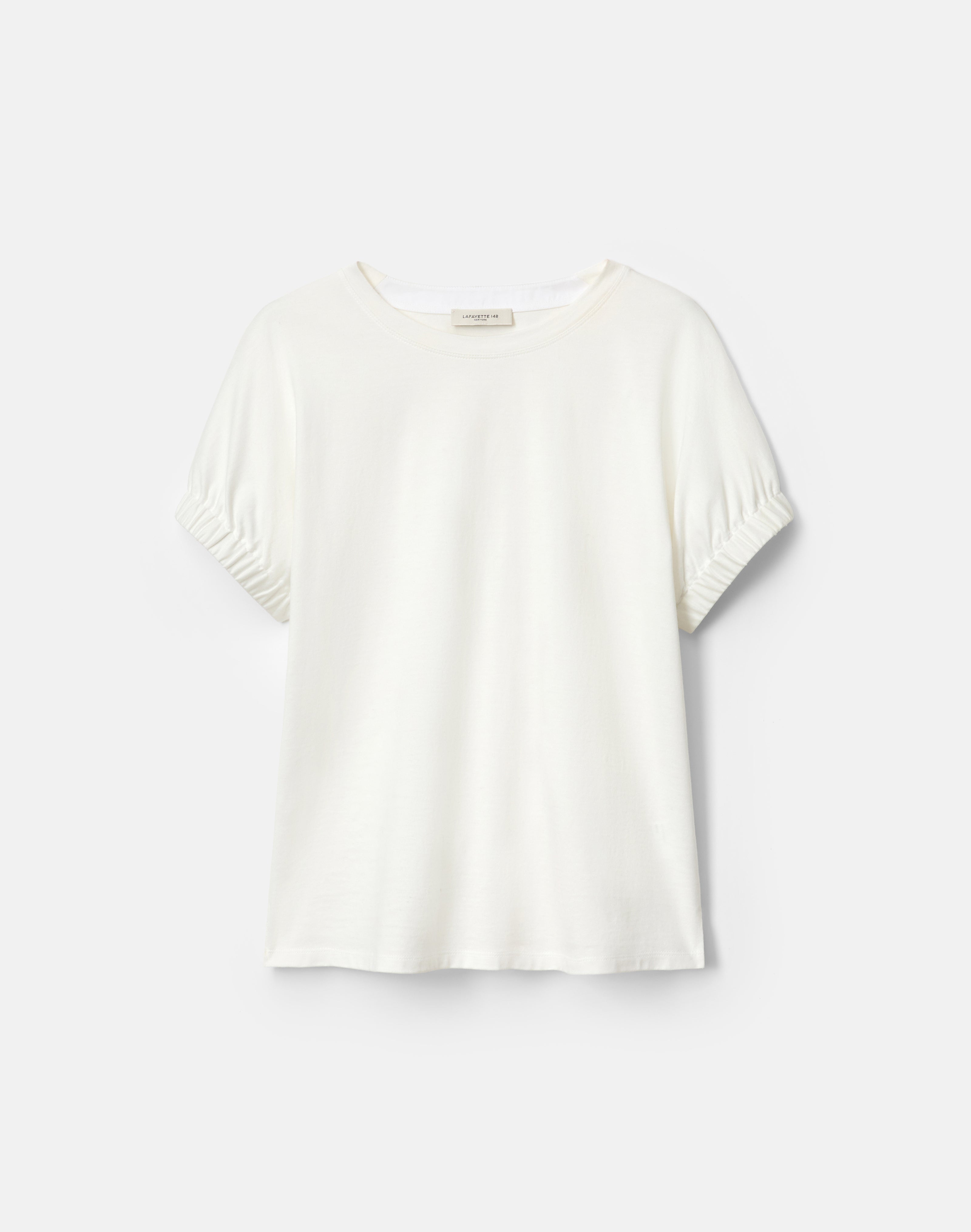 COTTON JERSEY GATHERED CUFF TSHIRT