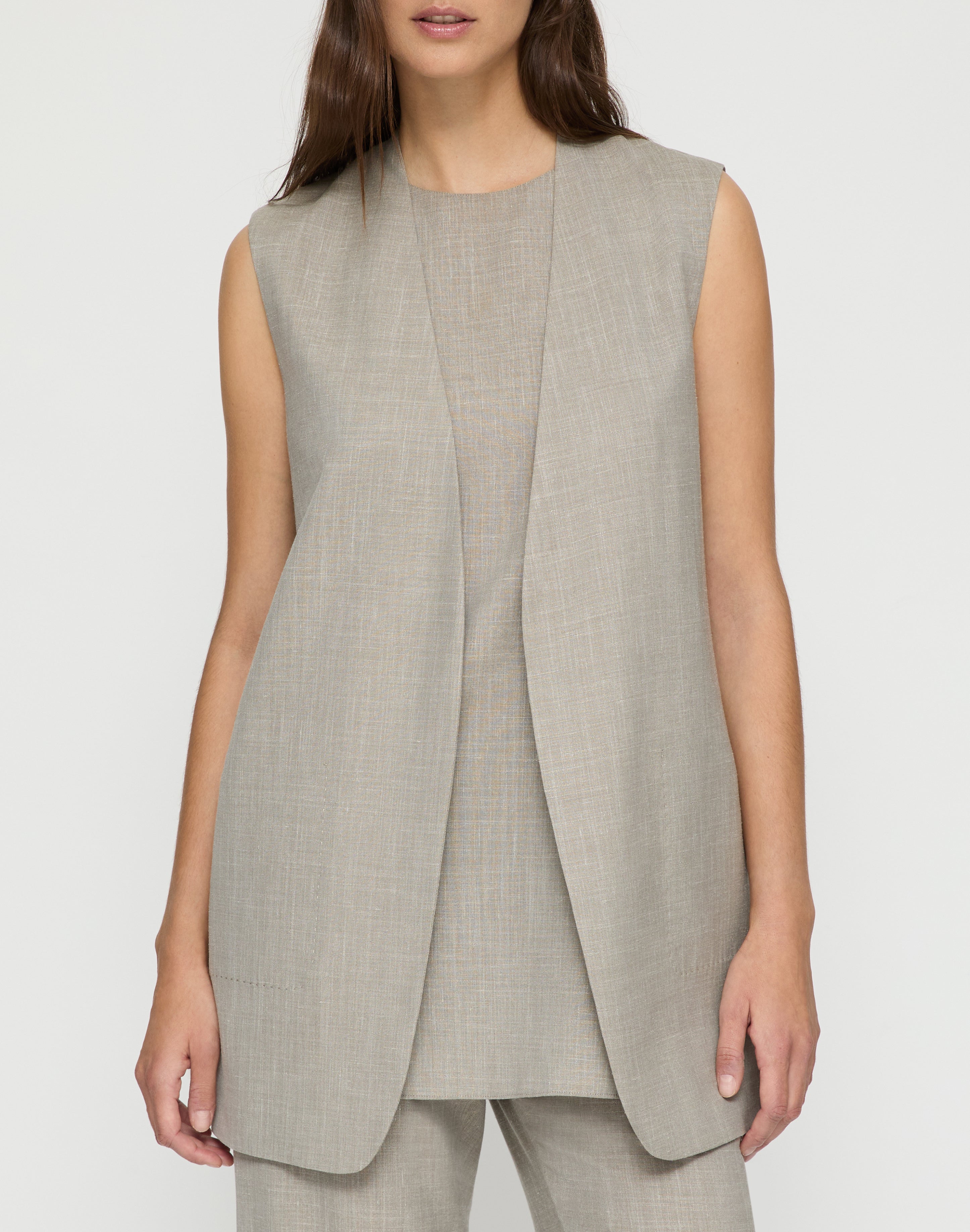 TROPICAL WEAVE OPEN FRONT VEST