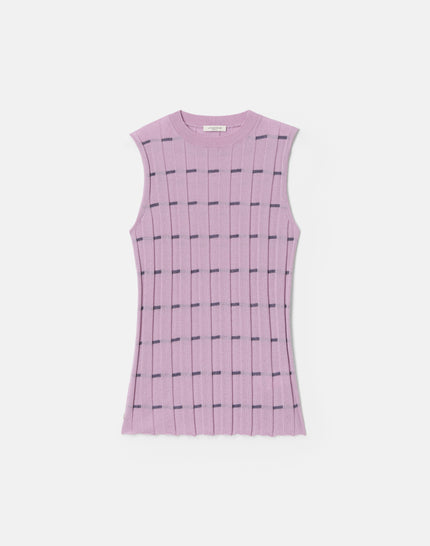 STRIPED FINE GAUGE CASHMERE RIBBED SHELL