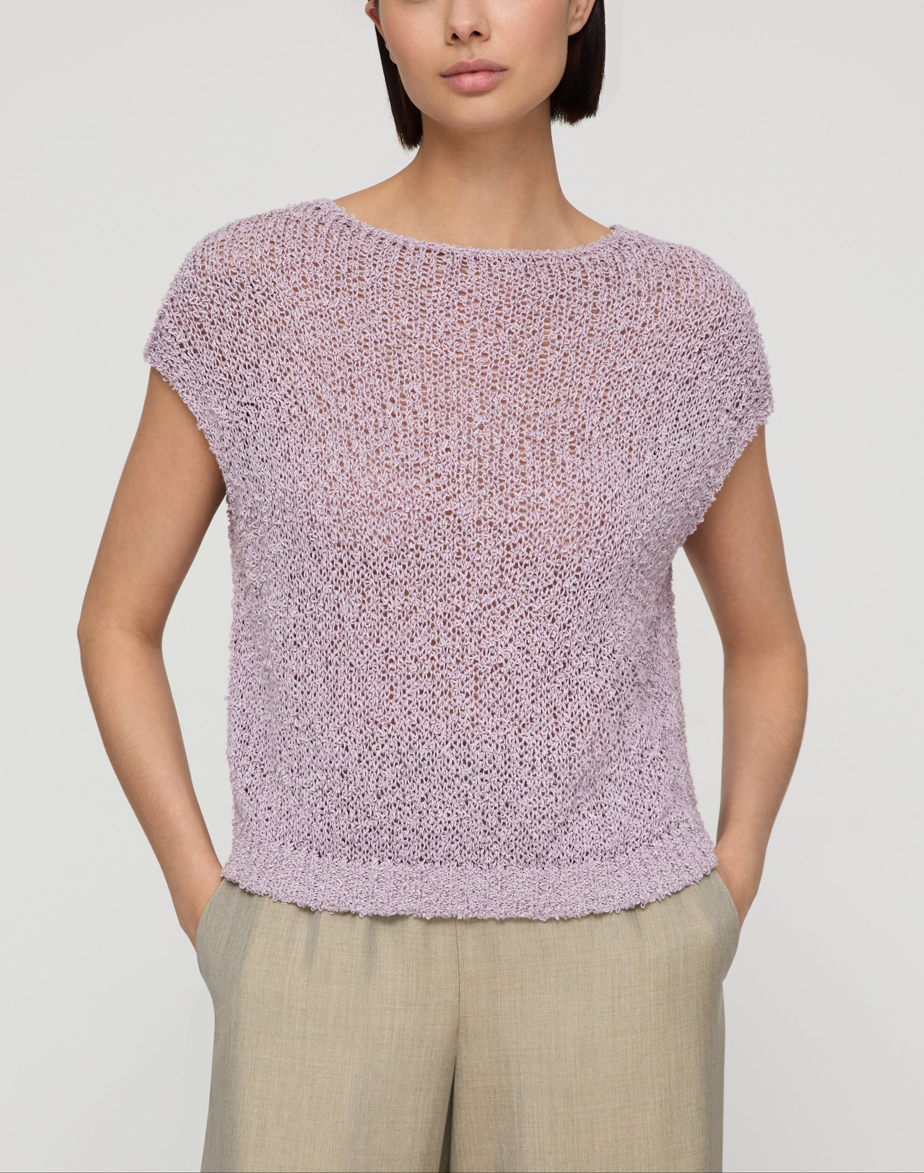 COTTON SILK LOOP OPEN STITCH SHELL