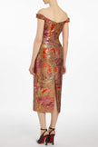 AMINA FLORAL BROCADE MIDI DRESS