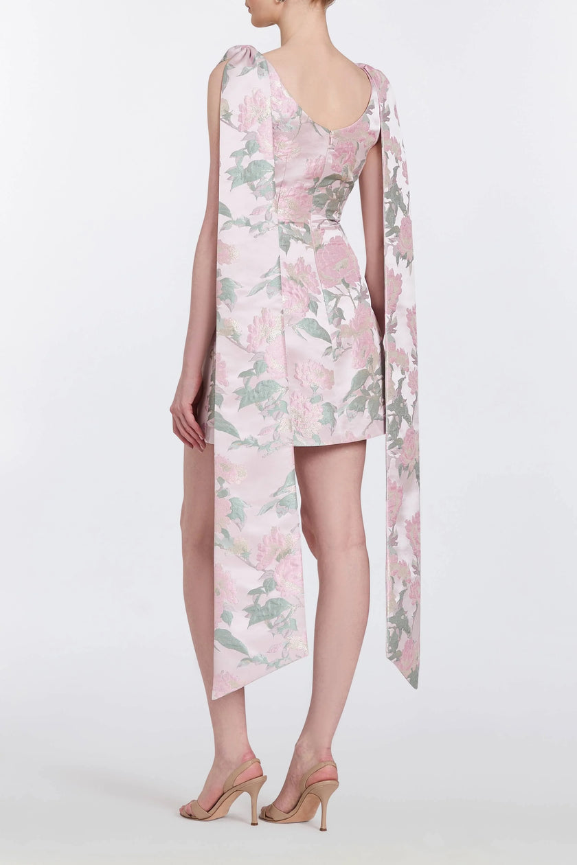 GITA LIGHT PINK BROCADE MINI DRESS