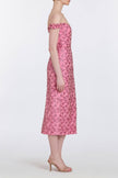 AMINA PINK FLORAL SEQUIN MIDI DRESS