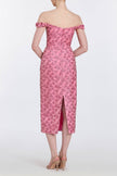 AMINA PINK FLORAL SEQUIN MIDI DRESS