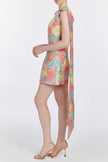 GITA SHERBERT FLORAL BROCADE MINI DRESS
