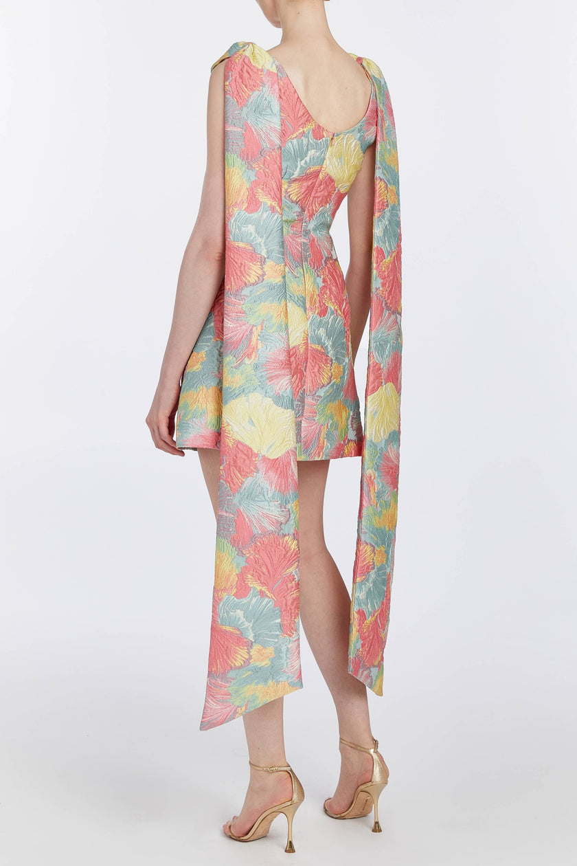 GITA SHERBERT FLORAL BROCADE MINI DRESS