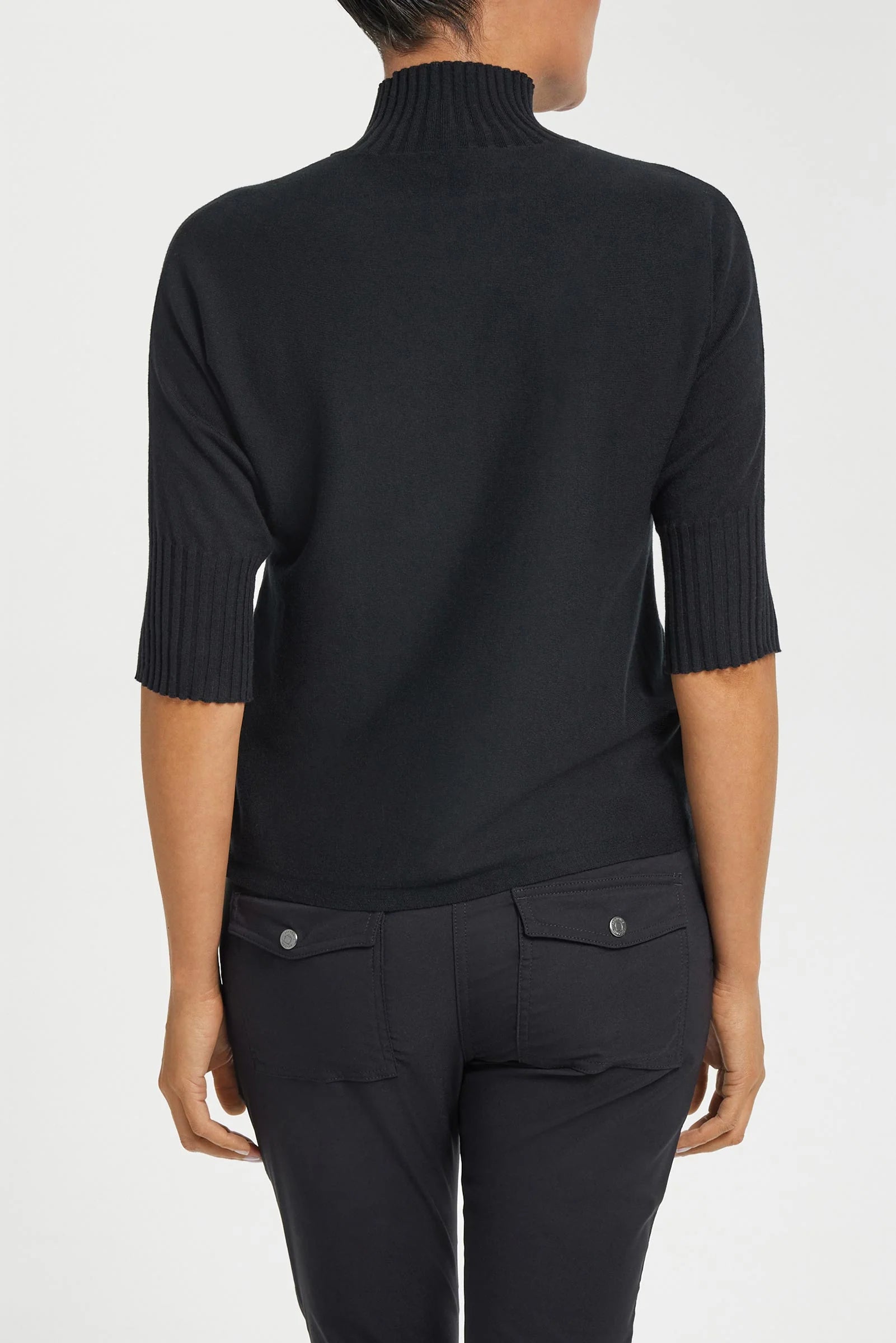 ASH RIBBED MOCK NECK SWEATER